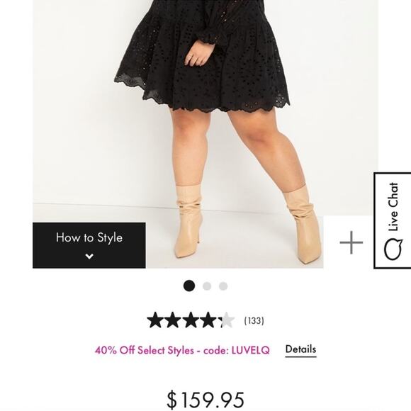 Eloquii Eyelet Easy Mini Dress in Black 14 - Picture 12 of 12